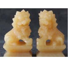 Yellow Jade Carving Foo Fu Dog For Protection