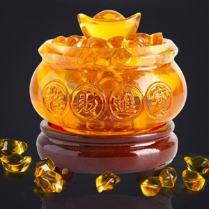 WEALTH ATTRACTION Crystal Glazed Dragon Pot of Gold Business and Money