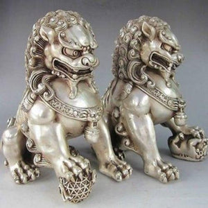 PROTECTION SYMBOL Silver Fu Dogs Ward Off Bad Energy
