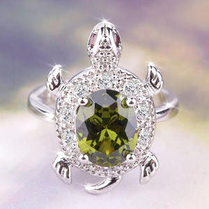Wealth Enhancer Ava Turtle Crystal Stone Ring