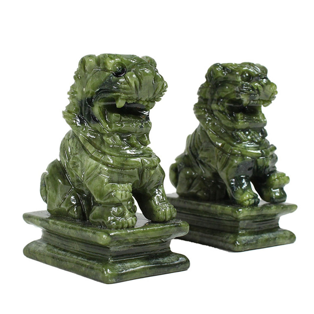 Jade Carved Fengshui Foo Fu Dog Guard Negative Engery